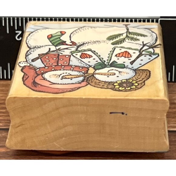 Hero Arts Snow Couple E1265 Wood Mounted Rubber Stamp snowman candy cane heart - Picture 5 of 6